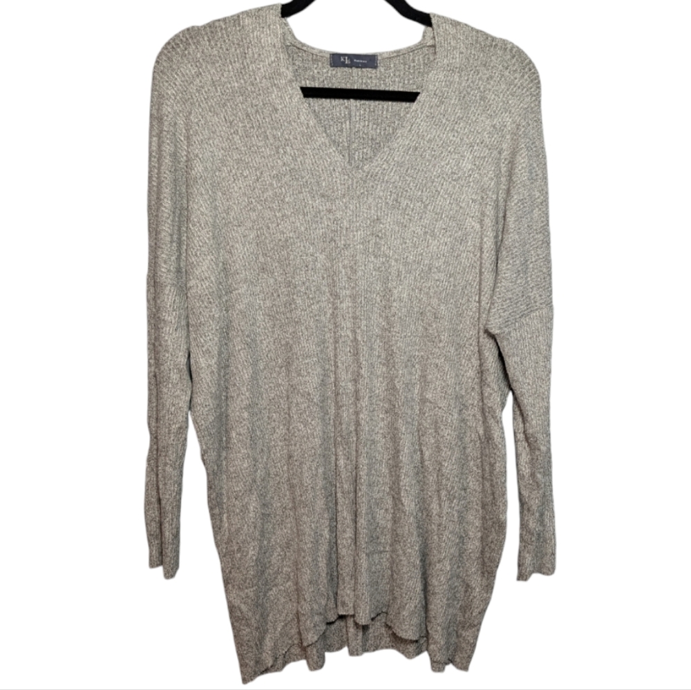 KLd Signature Gray Oversized V-Neck Sweater L 🌟
